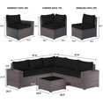 thumbnail image 2 of Kullavik 6 Pieces Patio Furniture Outdoor Sofa Wicker Rattan Conversation Set Cushion Glass Table Black, 2 of 7