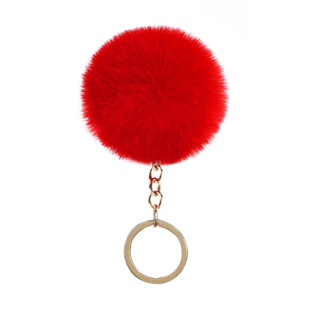 Fuzzy Ball Keychain Supple Comfortable Lovely Key Rings Adorable Practical Key Chains Women for Children Adults Elderly Students Red 6cm