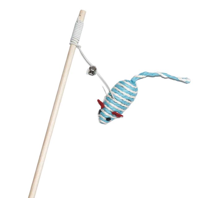 Pet Interactive Toys Cute Funny Cat Teaser Stick Lightweight Simulation Mice Wood Stick Reusable Pets Accessories Basket/Ball