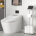 thumbnail image 3 of Freestanding Toilet Paper Holder Toilet Tissue Rack Scroll Stand Roll Dispenser with Storage Shelf Reserve for Phone Tablet Magazine Bathroom Organizer Bath Tissue Organizer (Silv, 3 of 7