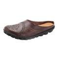 thumbnail image 1 of Chaussures pour Femmes Couleur Unie Rétro Creusé Talon Plat Mode Confortable Sandales Décontractées Pantoufles, 1 of 9