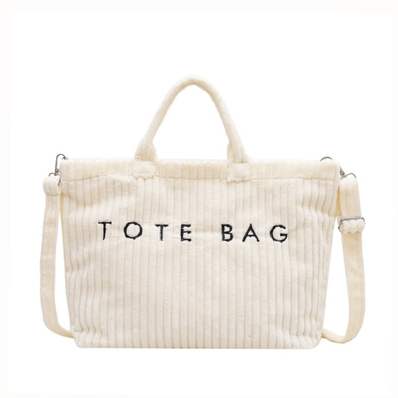 Sac Fourre-Tout en Velours Côtelé avec Fermeture Éclair, 16.9 Po x 12.2 Po x 4.3 Po, Léger 260 g, Bandoulière Ajustable, Poche à Fermeture Éclair Dissimulée, Noir/blanc/rose/vert
