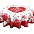 thumbnail image 1 of Valentines Day Tablecloth Round 60 Inch Red Heart Love Turck Table Cloths Circle Red and Back Plaid Table Cover Washable Wipeable Polyester Tabletop for Dining Kitchen Picnic Party Decor, 1 of 6