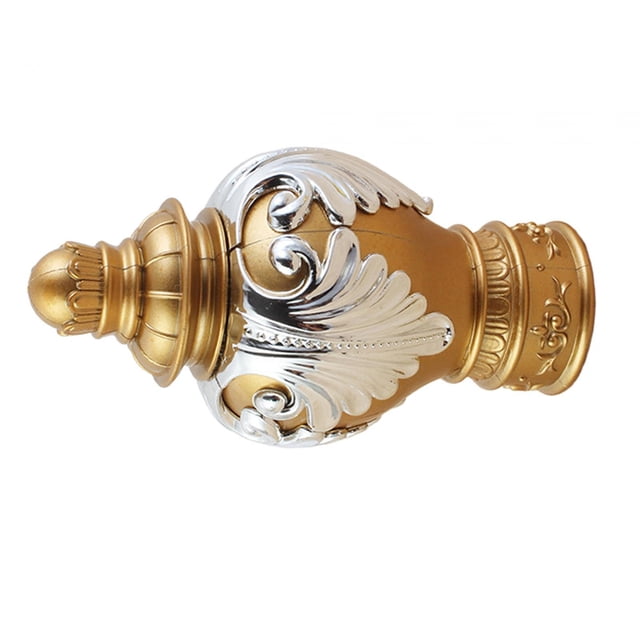 veasfak Curtain Pole Finials Flower Pattern Curtain Rod End for Kitchen Bedroom Home gold