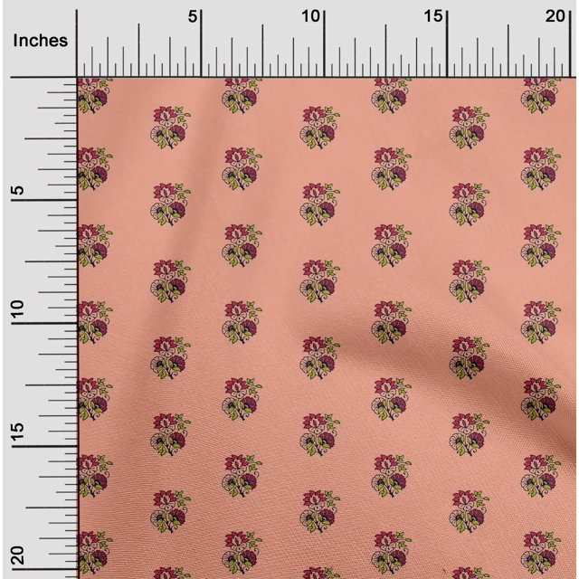 oneOone Cotton Poplin Fabric Floral Block Printed Fabric 1 Yard 42 Inch Wide