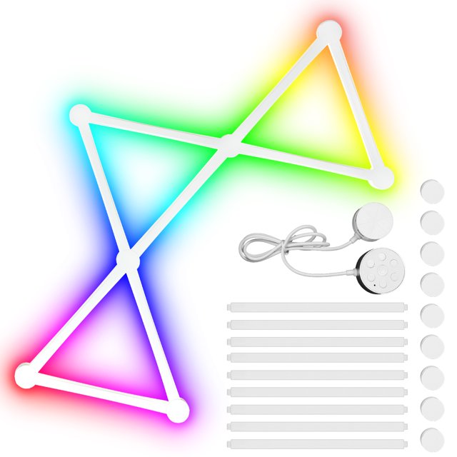 Smart Led Strip Lights 16 Million RGB Effects Rhythm Mode Manual and APP Remote Control LED Light No Drilling Wall Mount DIY Shape Connectable Light Bar with Backlight