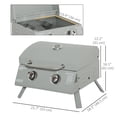 thumbnail image 3 of Outsunny 2 Burner Propane Gas Grill, Portable BBQ with Foldable Legs Silver, 3 of 10