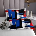 thumbnail image 3 of Erosebridal Ensemble de Couvre-Lit à Rayures Graffiti Abstrait Taille Jumeau Bleu Noir Rouge, 3 of 6