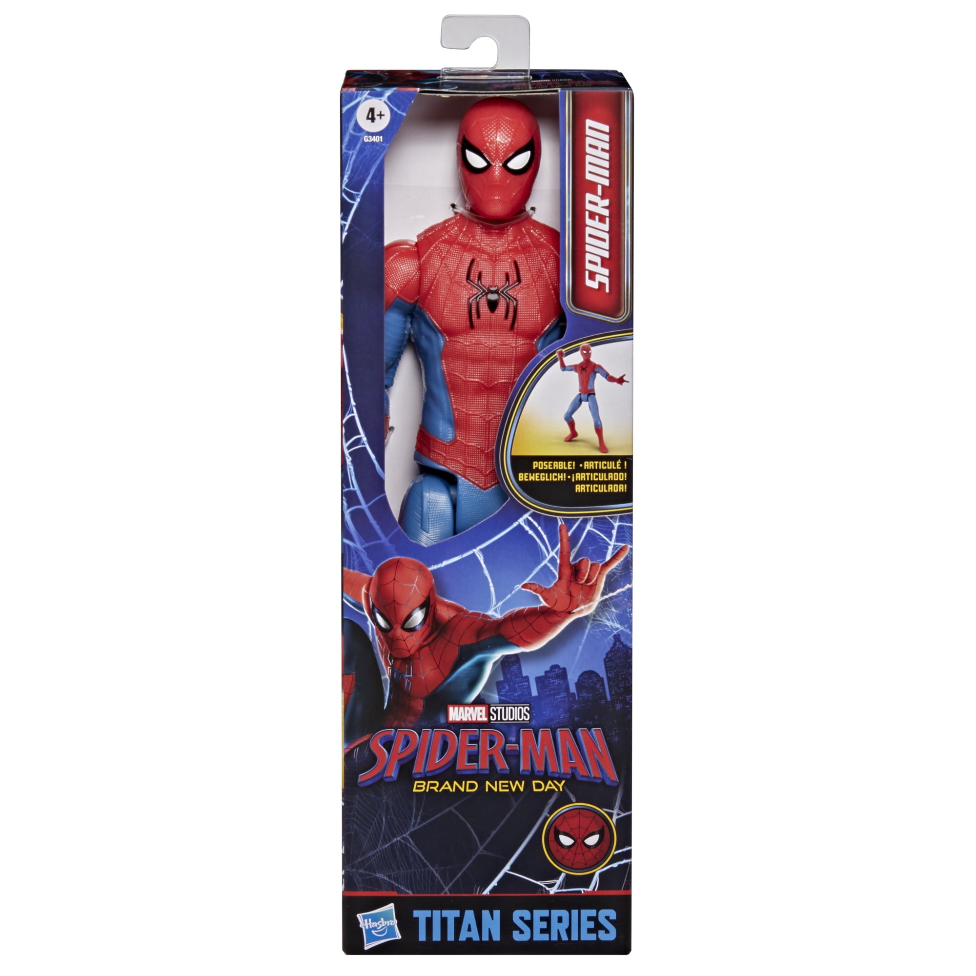 Marvel Spider-Man: Brand New Day Titan Series, figurine Spider-Man de 29 cm, jouets de super-héros pour enfants, dès 4 ans