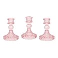 thumbnail image 1 of Weddingstar Vintage Style Pressed Glass Candle Holder - Pink - Set of 3, 1 of 4
