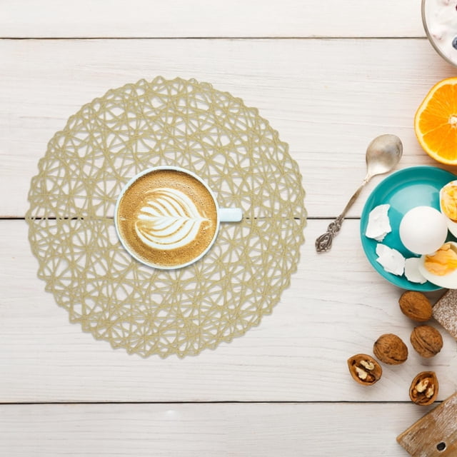 pdqouc 6 Pack Fine Paper Rope Messy Knitting Placemats Paper Placemats Restaurant Table Decoration Kindergarten DIY Props Background Plate Mat Round Table Place Mats Indoor Dining