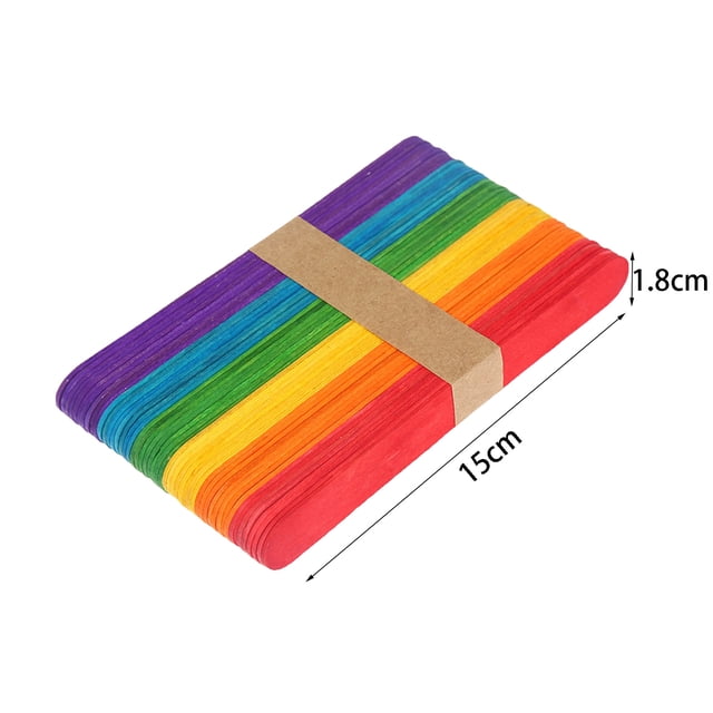 Agiferg DIY Early Education Material Wood Color Ice Cream Stick Ice Cream Stick