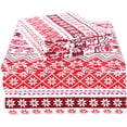 thumbnail image 1 of Queen Bed Sheets Set 4 Pieces Flannel Sheets Set Luxury Bed Sheets Warm and Cozy Bed Sheet Set with 15" Deep Pockets - Flakes Stripes, Queen, 1 of 8