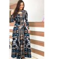 thumbnail image 1 of REDHOTYPE Grande Taille Femmes Manches Longues Poitrine Découpe Conception Longue Robe Florale O Cou Taille Haute Stretch Boho Mode Élégante Longue Robe, 1 of 2