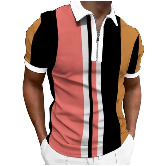 BOBOGOJP Polo T Shirts For Men Moisture Wicking Quick-Dry Performance Golf Shirt Regular Fit Fashion Print Short Sleeve Polo (Watermelon Red,XL)
