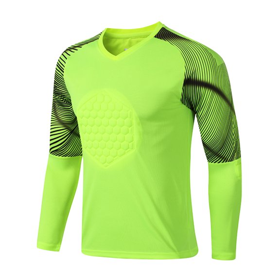 TiaoBug Maillot de Gardien Gladiateur pour Homme Jeunesse Rembourré Chandail de Gardien Maillot de Soccer Uniformes d'Entraînement d'Équipe Sportive Vert Fluorescent m