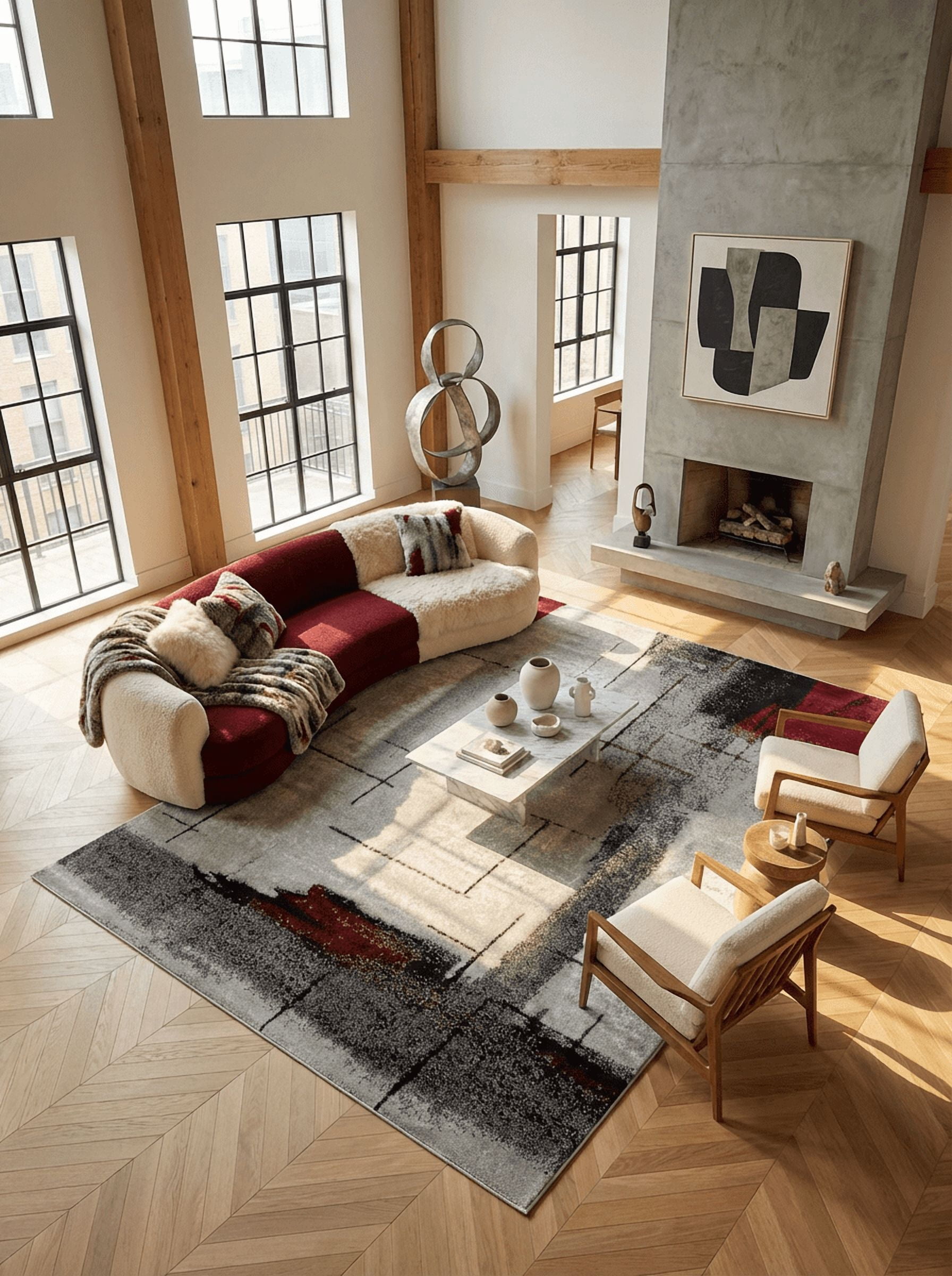Tapis abstrait moderne de la collection Montage Branch de Rug