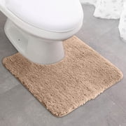 Qocolhg Toilet Rugs U-Shaped Bath Rugs, Extra Soft Absorbent Microfiber Bathroom Mats, Non-Slip, Quick Dry, Machine Washable Bath Mats for Bathroom Floor, Tub, Shower Accessories,Clearance,Beige