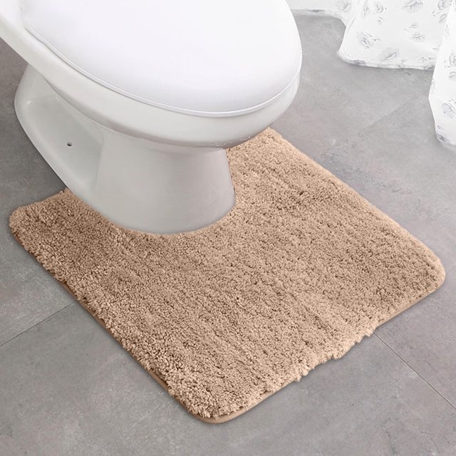 Qocolhg Toilet Rugs U-Shaped Bath Rugs, Extra Soft Absorbent Microfiber Bathroom Mats, Non-Slip, Quick Dry, Machine Washable Bath Mats for Bathroom Floor, Tub, Shower Accessories,Clearance,Beige