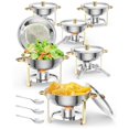 thumbnail image 1 of Plats Ronds Anti-Frottement pour Buffet 2, 4, Lot de 6, Serveurs et Réchauds de Buffet en Acier Inoxydable 5 Qt, Réchaud de Service avec Couvercle, Cuillère et Pinces Ensemble Complet pour Traiteur, Fêtes, 1 of 8