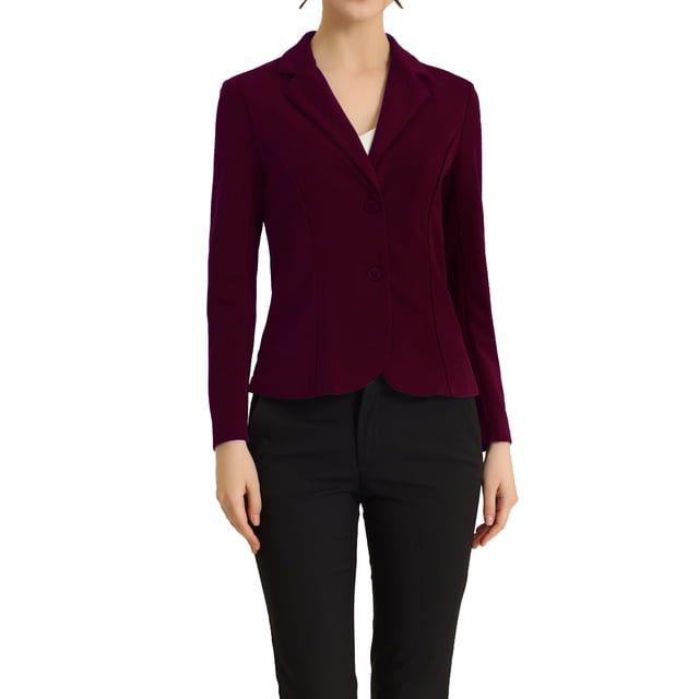 INSPIRE CHIC Blazer de Travail pour Femme Col à Revers Veste à Manches Longues Blazer de Complet Rouge Violacé m