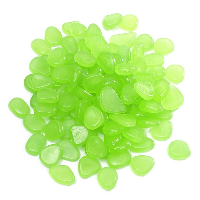 100pcs Fish Tank Fluorescent Pebble Garden Parterre Decor Glow Stone Green