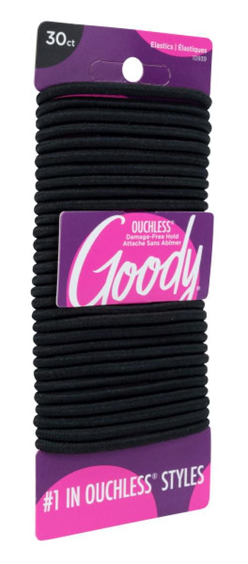 Goody Ouchless Black Hair Elastics - No Metal Gentle Hair Ties - 30 Ct