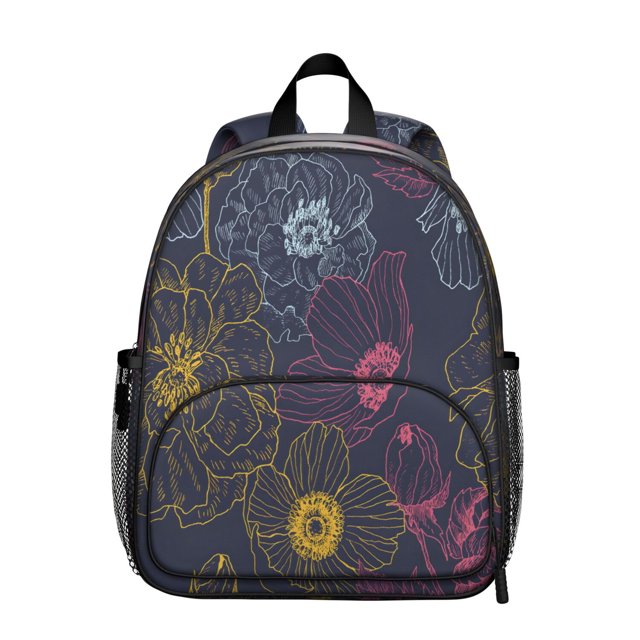 Bright Floral Students Backpack - Vintage Tropical Flower and Leaves Pattern with Durable Construction, Comfortable Dual Shoulder Support for School Use