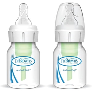 Dr. Brown's Anti-Colic Narrow Baby Bottle with Preemie Flow Nipple, 2x2oz Bottles