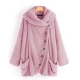 thumbnail image 2 of B91xZ Veste pour Femme Hiver Mode Courte en Peau Lainée Duveteuse avec Capuchon, Rose P, 2 of 4