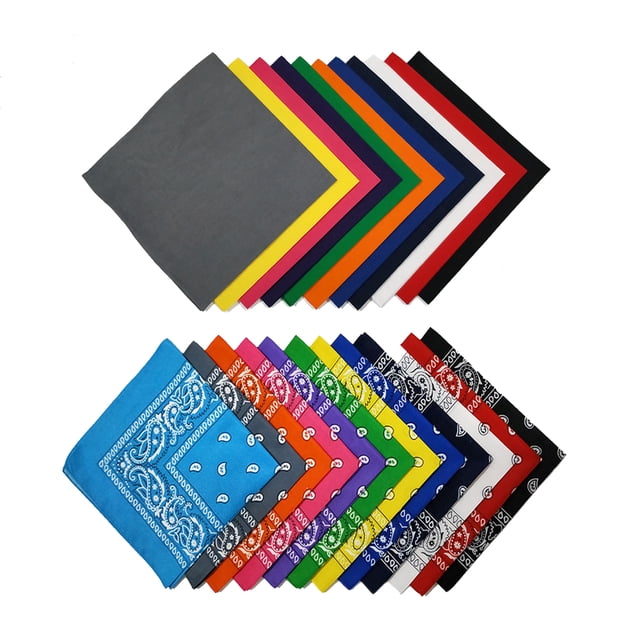 Qraftsy Extra Large Edition Kerchiefs Cotton - Paisley and Solid (Mix)