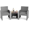 thumbnail image 2 of Costway 3 PCS Patio Furniture Set with Tempered Glass Coffee Table & Soft Seat Cushions Gray, 2 of 10