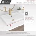 thumbnail image 3 of Stylish Top Mount 20 ¼"W x 16"D Rectangular Porcelain Bathroom Sink with 2 Accessories P-210H, 3 of 12