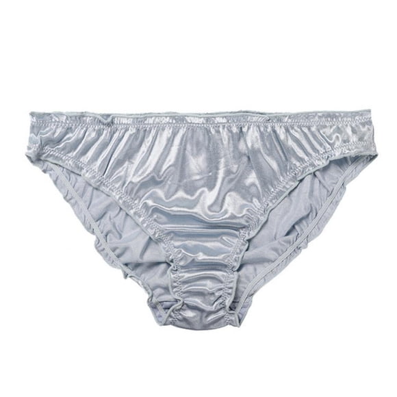 QJUHUNG 3-Pack Women Satin Panties Low-Waist Ruffle Milk Silk Sexy Underwear Bikini Briefs Elastic Ladies Underpants Lingerie