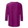 thumbnail image 5 of Jolis Hauts pour Femmes Mode T-shirt Uni Mi-Long Manches 3/4 Blouse Col Rond Hauts Décontractés Blouses pour Femmes en Liquidation, 5 of 5