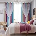 thumbnail image 4 of Mistaha 1 Pce Rideau Simple Dégradé à Étoiles Ajourées Double Couche Occultant Chambre Salon Rideau Isolant, 4 of 8