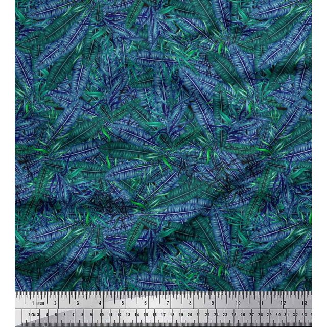 Soimoi Tissu Poly Georgette Feuilles de Palmier Imprimés de Tissu au Mètre 42 Pouces de Large
