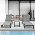 thumbnail image 1 of Domi Ensemble de 3 Chaises Longues en Aluminium, Fauteuils Inclinables de Piscine Réglables avec Roues et Table d'Appoint, Textilène Toutes Saisons pour Patio, Terrasse, Cour Arrière, Gris, 1 of 7