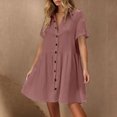 thumbnail image 1 of Pisexur Robes Femmes Belle Robe d'Été pour Femmes Décontractée Sans Manches à Col Rond à Lacets Robe Plissée Rose,P, 1 of 9