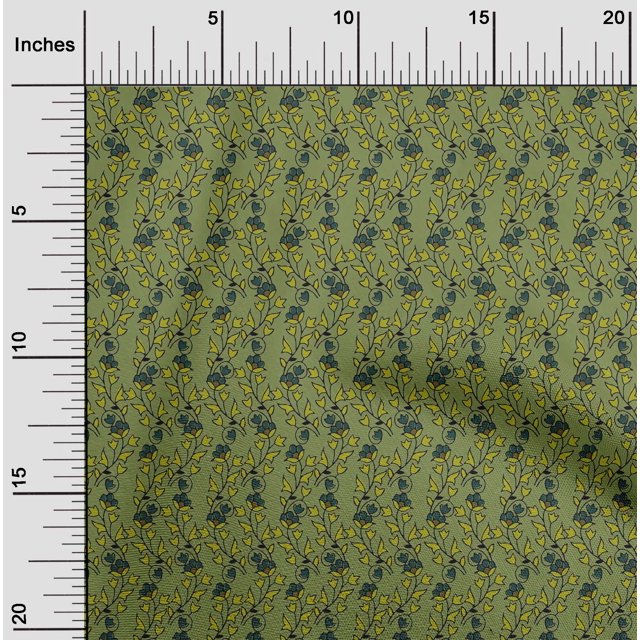 oneOone Cotton Poplin Fabric Leaves & Floral Block Decor Fabric Printed BTY 56 Inch Wide