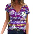 thumbnail image 2 of T-Shirts d'Été pour Femmes Grande Taille à Manches Courtes Femmes Blouse Imprimée d'Été T-Shirts Décontractés à Col en V T-Shirts à Manches Courtes Hauts T-Shirt à Col en V Femmes en Liquidation, 2 of 5