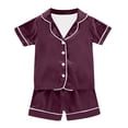thumbnail image 3 of Kids Boy Pajama Set Solid Color Button Down Tops Set Toddler Nightgown Kid Sleepwear Size 4-5T Kids Clothes, 3 of 6