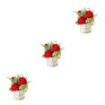 thumbnail image 3 of kurtrusly Artificial Flowers With Vase Add Of Color And Style To Any Room Indoor Pinellia red 3Set, 3 of 6