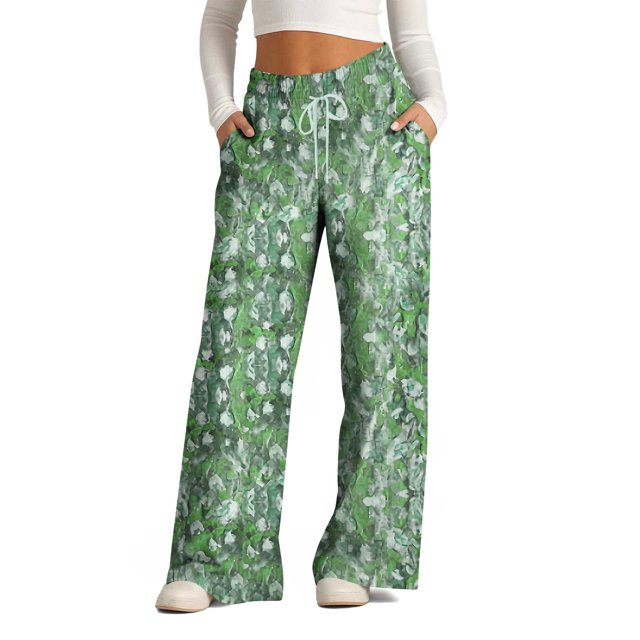 Pantalons pour Femmes, Pantalons Larges à Rayures Imprimées à Cordon de Serrage pour Femmes