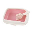 thumbnail image 1 of Cat Litter Box Open Top Kitty Litter Box Tray Semi Enclosed Cat Sand Basin with pink S, 1 of 9