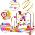 thumbnail image 2 of Bead Maze Wooden Preschool Education Circle Toy, 2 of 5