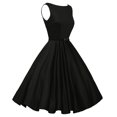 thumbnail image 5 of Pompotops Ladies' Solid Color Short-Sleeved O-Neck High-Waisted Big Swing Party Dress, 5 of 5