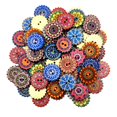 thumbnail image 1 of KLKCMS 100 * Wooden 2 Holes Painted Sewing Buttons Craft DIY 20mm, 1 of 8