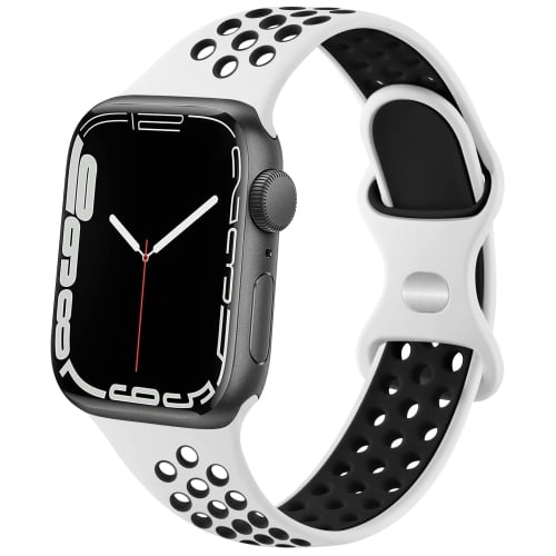Sport Bands Compatible with for Apple Watch Band 38mm 40mm 41mm Women Men, Soft Silicone Breathable Replacement Straps Compatible with for iWatch SE Series 7 6 5 4 3 2 1 - Black