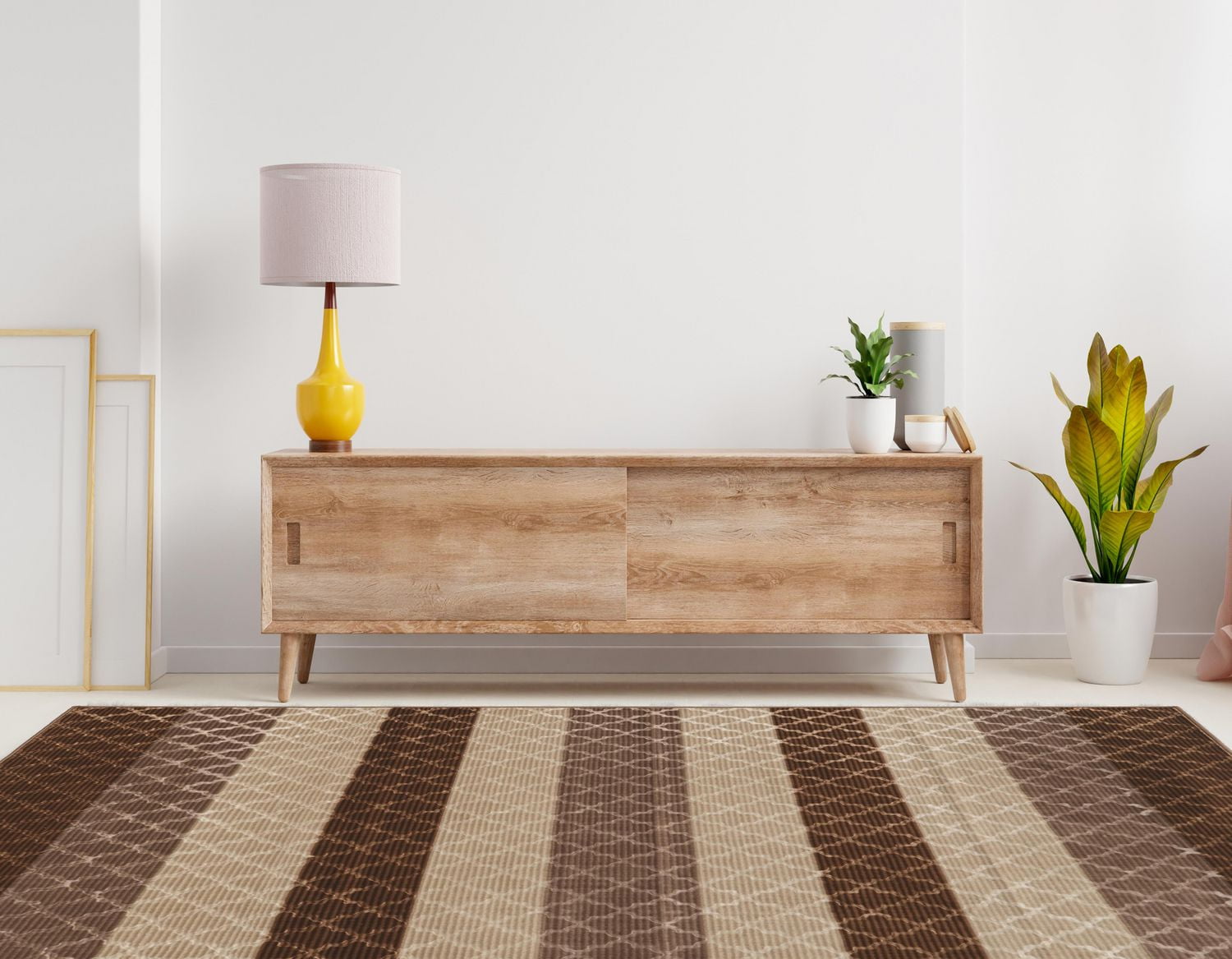 Tapis Evolution à rayures en treillis 8 pi x 10 3 po, beige et marron